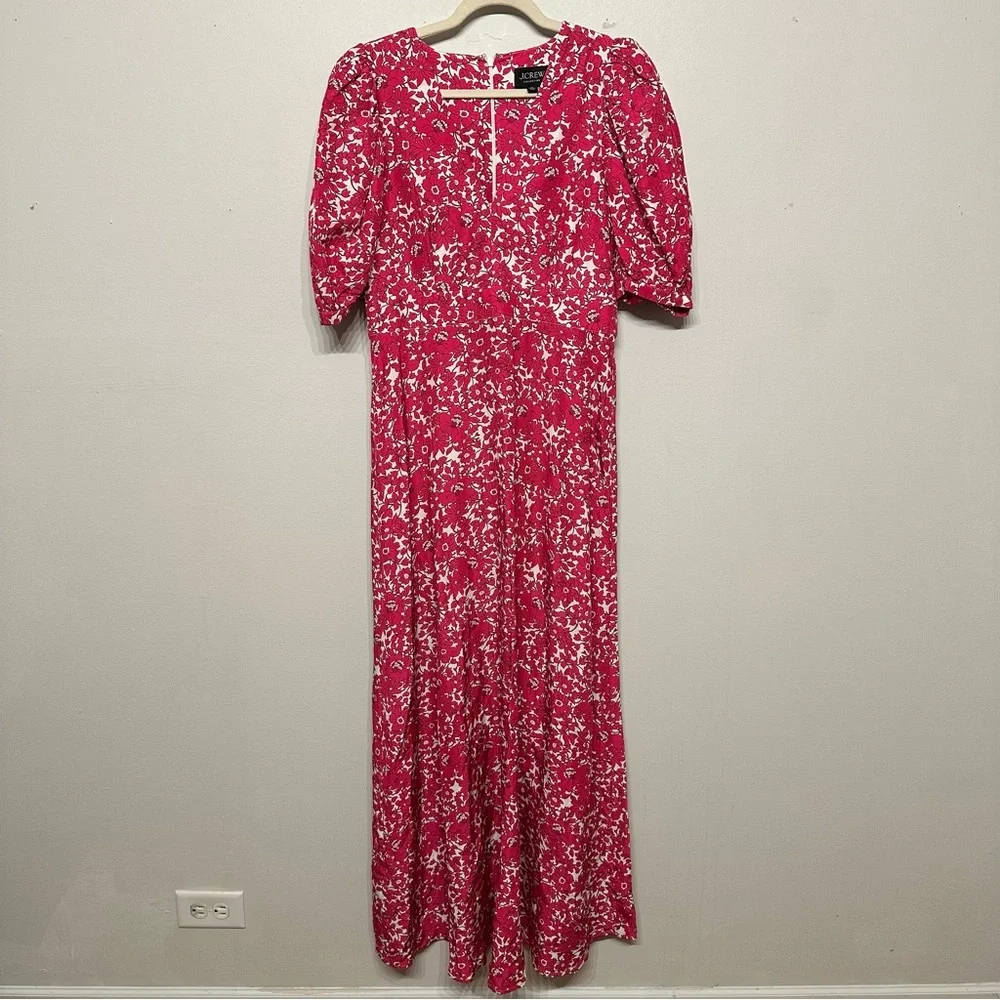 J. Crew Collection Puff Sleeve V Neck Maxi Dress in Drapey Floral